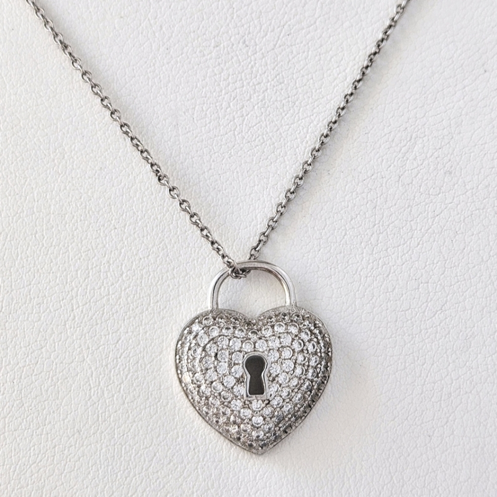 Heart Lock Necklace, 925 Sterling Silver Charmed Aroma